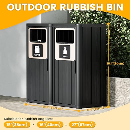 2pcs Outdoor Trash Can Waterproof Resin Garbage Can - Image 2