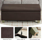 51" Faux Leather Storage Ottoman, Stitch Tufted Rectangle Upholstered End of - Image 4