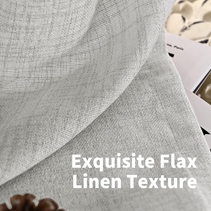 YoungsTex Light Grey Linen Semi Sheer Curtains - Image 4