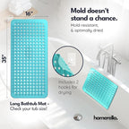 homerella® Bathtub Mat Non Slip 35x16, Incl. Hooks - Image 3