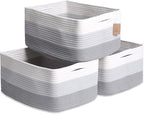 NaturalCozy Storage Baskets 16.8”x13”x7.6” Cotton Rope Woven Baskets by NaturalCozy