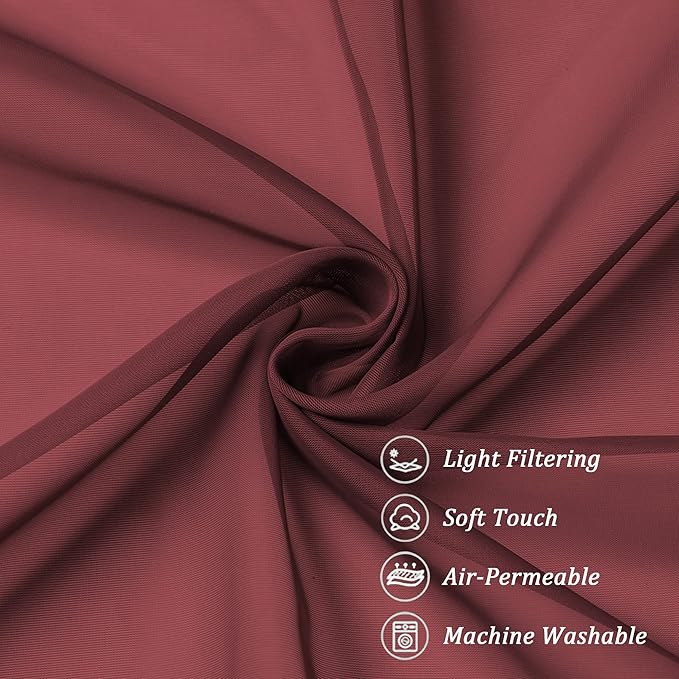 Chyhomenyc Sheer Curtains 36 Inch Length, Short Voile Sheer Window Curtians - Image 7