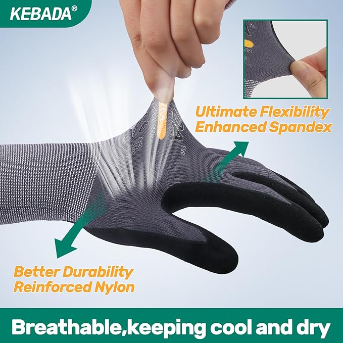 Kebada W2 Micro-Foam Coated Work Gloves, Touchscreen Working Gloves - Image 5