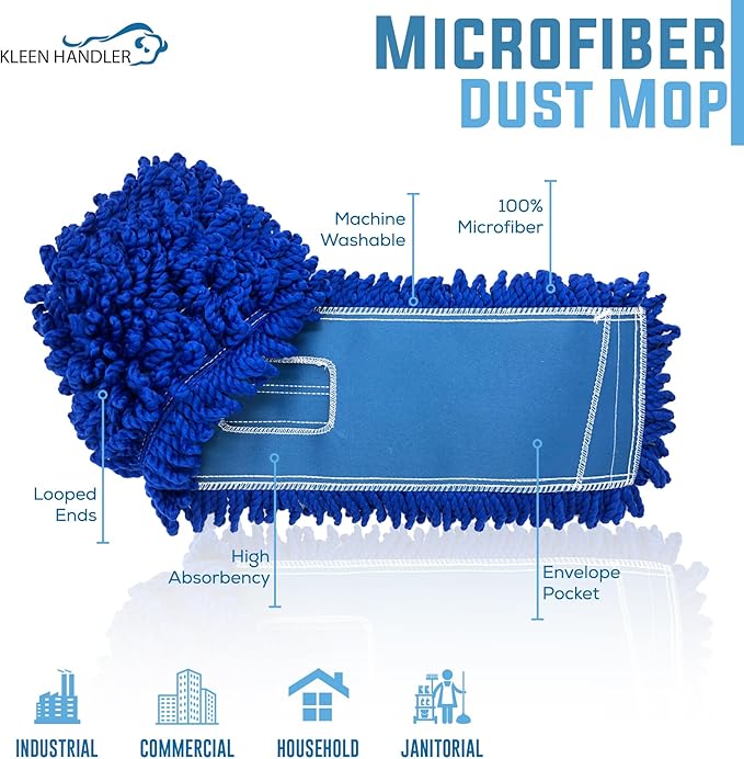 KLEEN HANDLER 6 Pack of 18 Inch Microfiber Dust Mop, Large Washable Commercial - Image 2