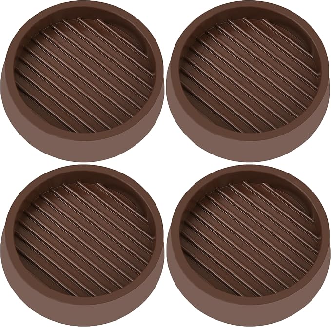 4X4 Round Rubber Caster Cups, Non Slip Furniture Pads, Anti-Slip Gripper by VOCOMO