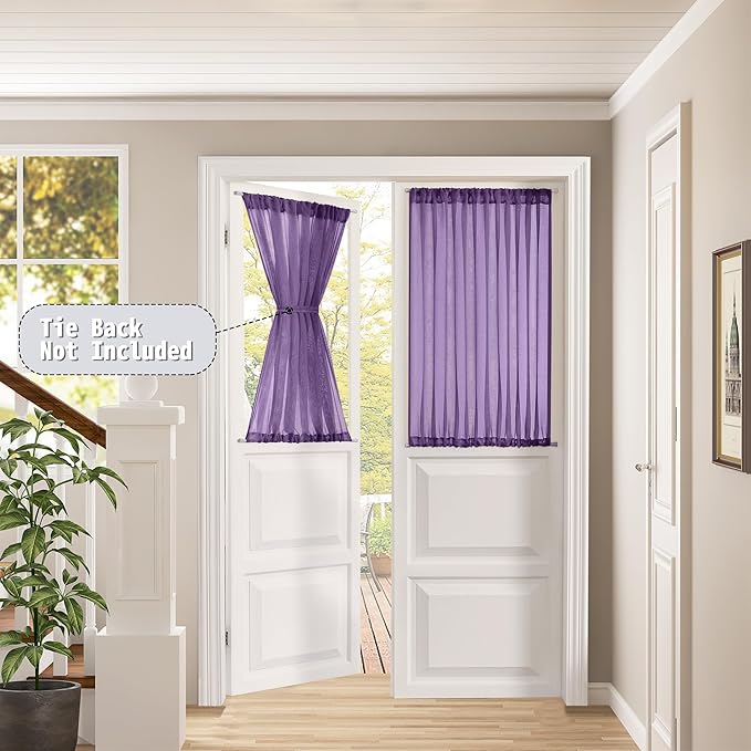 Tollpiz Small Sheer Door Curtain Closet Linen Textured Curtain Sheers Doorway - Image 2