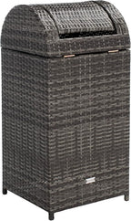 SAFAVIEH Outdoor Collection Mazeli Grey Brown Woven Swing Top Dome Lid Trash - Image 5