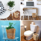2 Pcs Wicker Trash Can with 50 Small Trash Bag Wicker Waste Woven Basket with - Image 6