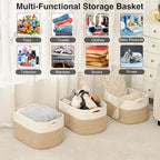 Large Storage Baskets for Organizing Shelves, Woven Cotton Rope Bins for Baby - Image 4