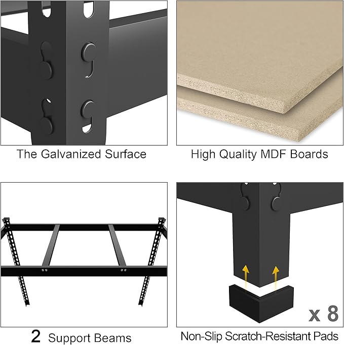 PrimeZone 3 Pack Storage Shelves 48" x 24" x 72", 5 Tier Adjustable Garage - Image 4