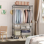 Heavy Duty Rolling Garment Rack 3 Tiers Adjustable Wire Shelving Clothes Rack - Image 5