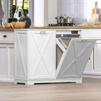 Tilt Out Trash Can Cabinet for 2 Bins, Hidden Recycle Garbage Bin Enclosure - Image 6