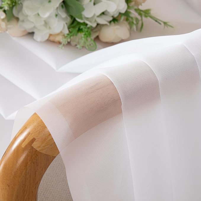 Chyhomenyc White Sheer Curtains 63 Inch Length 2 Panels Set, Light Filtering - Image 3