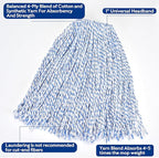 MATTHEW CLEANING Looped-Open Cotton Wet Mop 1.25'' Universal Headband Heavy - Image 3