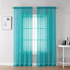 Chyhomenyc Turquoise Sheer Curtains 72 Inch Length 2 Panels, Light Filtering by Chyhomenyc