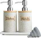Kitchen Soap Dispenser Set, Ceramic Hand and Dish Soap Dispenser Set by YHOSSEUN