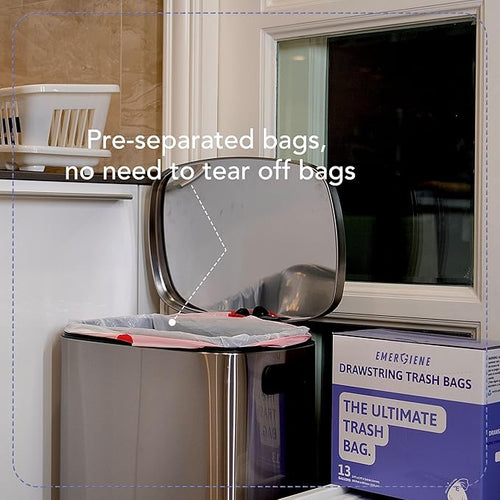 13 Gallon Drawstring Trash Bags, Lavender Scented 200 Count Tall Kichen Garbage - Image 2
