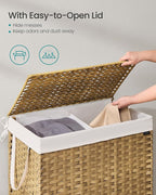 SONGMICS Laundry Hamper with Lid, 42.3 Gallon Synthetic Rattan Clothes Laundry - Image 3