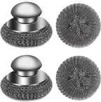 4pcs Steel Wool Scrubber with Replacement Wire Sponge Pads Set, Stainless Steel by VinYanKee