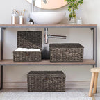 Wicker Storage Baskets with Lids and Handles, Hand Woven Rattan Storage Bins Box - Image 8