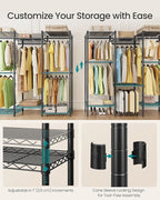 SONGMICS Heavy-Duty Clothes Rack, Garment Rack, Portable Closet, 56.9-Inch Wide - Image 4