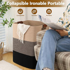 Laundry Hamper 96L Extra Large Laundry Basket, Woven Blanket Basket, Cotton - Image 5