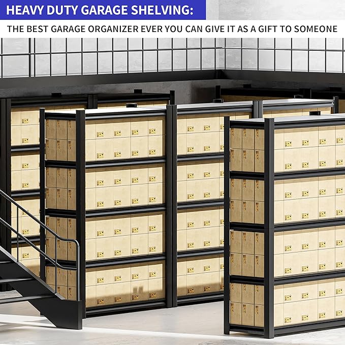 3 Pieces Garage Shelving, Heavy Duty Sturdy Steel Thickened Metal Shelves - Image 6