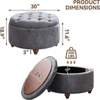 30Inch Round Storage Ottoman - Image 2