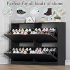 Shoe Cabinet with 4 Flip Drawers, Narrow Hidden Shoe Storage Cabinet, Slim - Image 4
