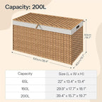 HOOBRO Storage Basket with Lid, 52.8 Gallon Wicker Basket, Handwoven Blanket - Image 2