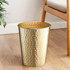 Monarch Abode Brushed Gold Hand Hammered Metal Wastebasket - Image 5