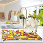 Fall Birds Dish Drying Mat for Kitchen Countertop 18x24 Autumn Pumpkin - Image 5