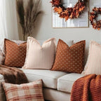 ZWJD Fall Throw Pillow Covers 26x26 Set of 2 Soft Polyester Textured Rust - Image 4
