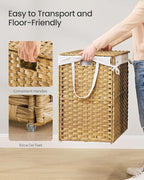 SONGMICS Laundry Hamper with Lid, 52.8 Gallon Synthetic Rattan Clothes Laundry - Image 4