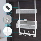 Over The Door Hooks Organizer, Coat Rack Over The Door Storage Hanger Towel Rack - Image 5