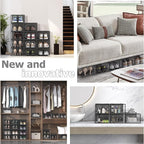 12 Pack Large Modular Clear Plastic Stackable Shoe Storage Organizer - Image 7