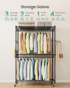 SONGMICS Heavy-Duty Rolling Clothes Rack, Garment Rack, Portable Closet - Image 3
