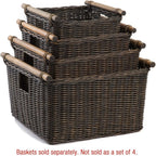 The Basket Lady Deep Pole Handle Wicker Storage Basket, 13.5 in L x 14 in W x 9 - Image 4