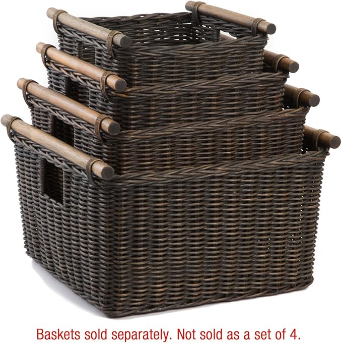 The Basket Lady Deep Pole Handle Wicker Storage Basket, Extra Large, 17.5 in L - Image 4