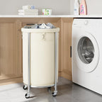 ELYKEN Laundry Hamper with Wheels, 110L Rolling Laundry Basket, Round Laundry - Image 2