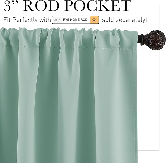 RYB HOME Dorm Curtains Room Darkening, 45 inch Length Privacy Window Treatment - Image 2