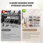 12 Pack XXX-Large Modular Clear Plastic Stackable Shoe Storage Organizer - Image 6