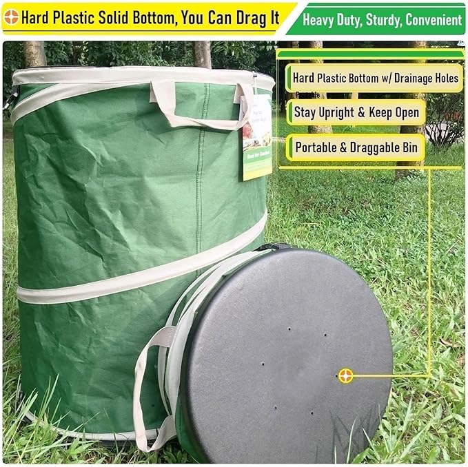 46-Gallon Collapsible Trash Can Hard-Shell Bottom Yard Garden Bag - Image 6