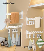 Wall Mount Coat Hanger Holder White Clothes Drying Organizer Rack Garment Hooks - Image 3