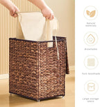 Handwoven Laundry Basket with Lid, Natural Water Hyacinth Storage Basket with - Image 6
