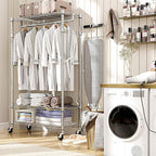 Heavy Duty Rolling Garment Rack 3 Tiers Adjustable Wire Shelving Clothes Rack - Image 5