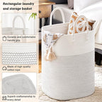 Laundry Basket, Woven Cotton Rope Laundry Hamper, Versatile Storage - Image 2