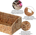 Ollieroo Natural Water Hyacinth Storage Baskets, Handwoven Wicker Storage Bins - Image 3