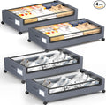 Under Bed Storage with Wheels, Square Under Bed Storage Containers, 4 Pack by YEEBONIX-UnderBedStorage