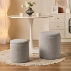 Round Ottoman with Storage Set of 2-Upholstered Sherpa Vanity Stool - Image 7